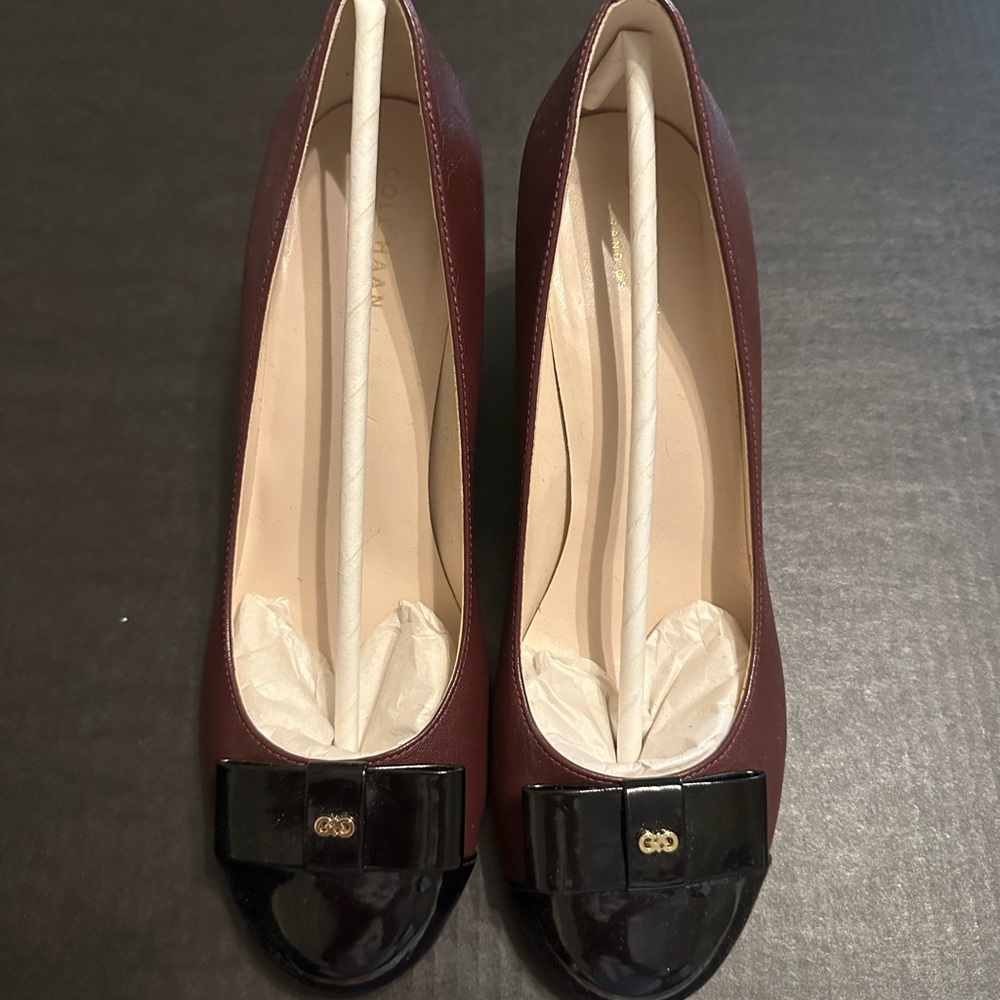 Cole Haan burgundy and black wedge